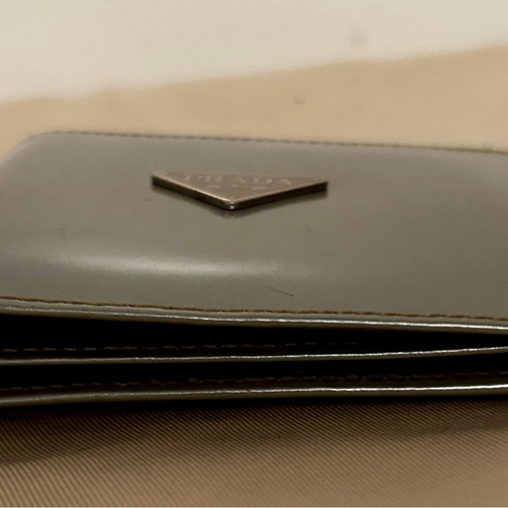 Prada Silver Bi-Fold Wallet Saffiano metallic leather.  Hard color to find. - Picture 6 of 14